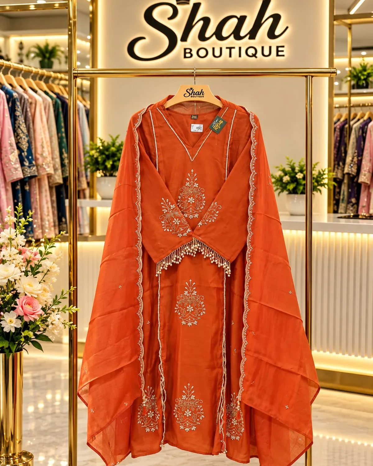 Rust Embroidered Suit Set